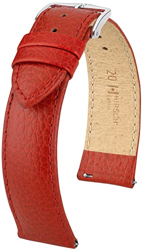 HIRSCH Kansas Uhrenarmband - Uhrband aus super robustem Leder für Damen- & Herren-Uhren - mit Werkzeug - Rot - 20 mm von HIRSCH