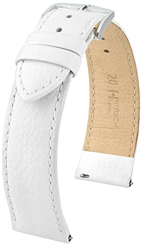 Hirsch Kansas Uhrenarmband - Uhrband aus super robustem Leder für Damen- & Herren-Uhren - mit Werkzeug - Weiß - 20 mm von HIRSCH H