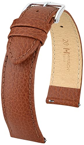 Hirsch Kansas Uhrenarmband - Uhrband aus super robustem Leder für Damen- & Herren-Uhren - mit Werkzeug - Goldbraun - 18 mm von HIRSCH H