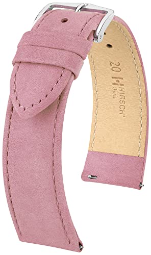 HIRSCH Uhren-Armband Osiris Nubuk L - Uhr-Band aus naturbelassenem Kalbs-Leder - Rosa - 22 mm von HIRSCH