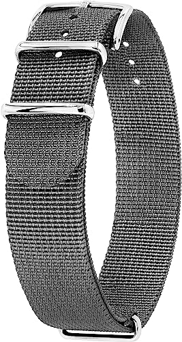 HIRSCH Uhren-Armband Rush Recycle - Uhr-Band im NATO-G10-Style aus recyceltem Polyester - robust & vegan - Grau - 22 von HIRSCH