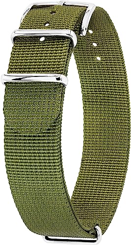 HIRSCH Uhren-Armband Rush Recycle - Uhr-Band im NATO-G10-Style aus recyceltem Polyester - robust & vegan - Grün - 20 von HIRSCH