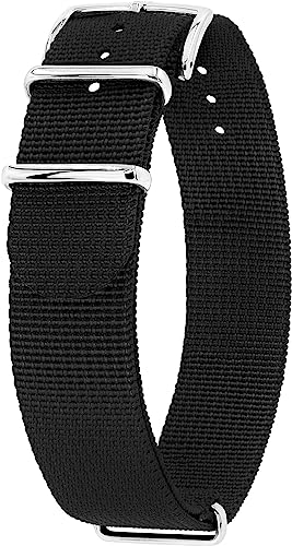 HIRSCH Uhren-Armband Rush Recycle - Uhr-Band im NATO-G10-Style aus recyceltem Polyester - robust & vegan - Schwarz - 22 von HIRSCH