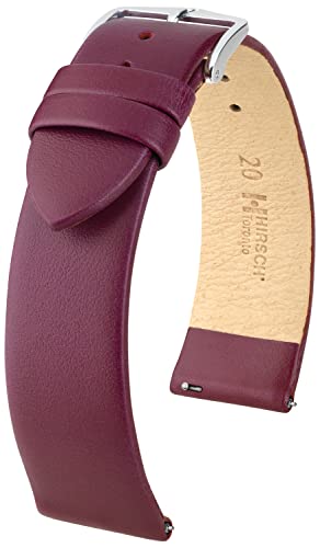 HIRSCH Toronto Uhrenarmband - Uhrband aus italienischem Leder für Damen- & Herren-Uhren - mit Werkzeug - Beere - 18 mm von HIRSCH H