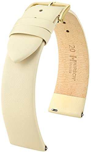 HIRSCH Toronto Uhrenarmband - Uhrband aus italienischem Leder für Damen- & Herren-Uhren - mit Werkzeug - Beige - 14 mm von HIRSCH H