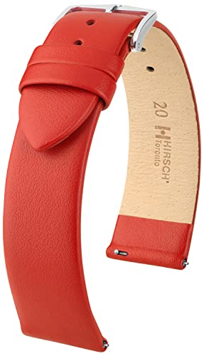 HIRSCH Uhren-Armband Toronto M - Uhr-Band aus italienischem Kalbs-Leder mit feiner Narbung - Rot - 14 mm von HIRSCH