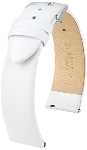 HIRSCH Toronto Uhrenarmband - Uhrband aus italienischem Leder für Damen- & Herren-Uhren - mit Werkzeug - Weiß - 24 mm von HIRSCH H
