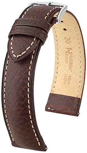 HIRSCH Uhren-Band Boston M - modisches Premium-Lederband für Deine Armbanduhr - Braun - 18 mm von HIRSCH