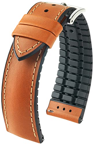 HIRSCH Uhren-Band James M - modisches Premium-Lederband für Deine Armbanduhr - Goldbraun - 20 mm von HIRSCH