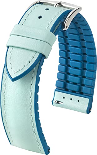 HIRSCH Uhren-Band Lindsey M - modisches Premium-Lederband für Deine Armbanduhr - Hellblau - 18 mm von HIRSCH
