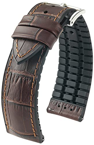 HIRSCH Uhren-Band Paul L - modisches Premium-Lederband für Deine Armbanduhr - Braun - 22 mm von HIRSCH