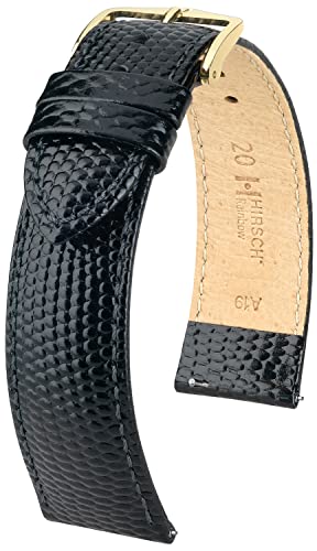 HIRSCH Uhren-Band Rainbow M - modisches Premium-Lederband für Deine Armbanduhr - Schwarz - 18 mm von HIRSCH H