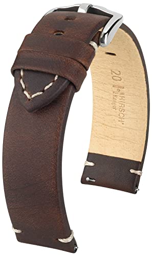 HIRSCH Ranger Uhrenarmband - Uhrband aus Leder im Retro Vintage-Style für Damen- & Herren-Uhren - mit Werkzeug - Braun - 18 mm von HIRSCH H