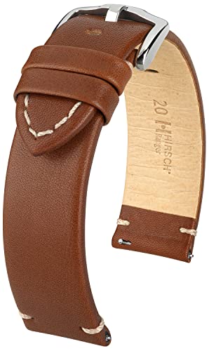 HIRSCH Uhren-Band Ranger L - modisches Premium-Lederband für Deine Armbanduhr - Goldbraun - 20 mm von HIRSCH