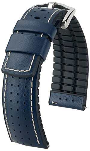 HIRSCH Uhren-Band Tiger L - modisches Premium-Lederband für Deine Armbanduhr - Blau - 20 mm von HIRSCH