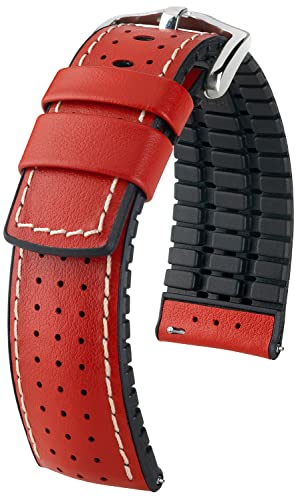 HIRSCH Uhren-Band Tiger L - modisches Premium-Lederband für Deine Armbanduhr - Rot - 22 mm von HIRSCH