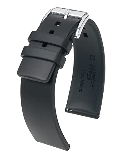 HIRSCH Unisex Caoutchouc Uhrenarmband Modell Pure 18 mm Schwarz von HIRSCH