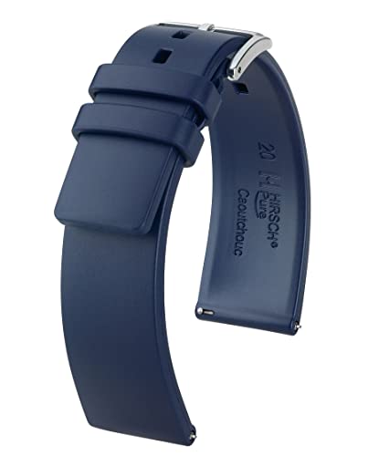 HIRSCH Unisex Caoutchouc Uhrenarmband Modell Pure 22 mm Blau von HIRSCH H