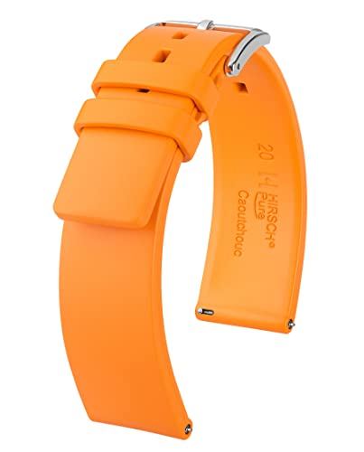 HIRSCH Unisex Caoutchouc Uhrenarmband Modell Pure 22 mm Orange von HIRSCH