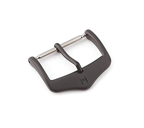 HIRSCH Unisex Dornschließe für Uhrenarmbänder L316 Edelstahl Modell Classic 18 mm Schwarz (PVD), matt von HIRSCH