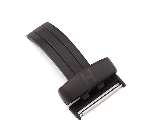 HIRSCH Unisex Faltschließe für Uhrenarmbänder L316 Edelstahl Modell Folding plus 18 mm Schwarz (PVD), matt von HIRSCH