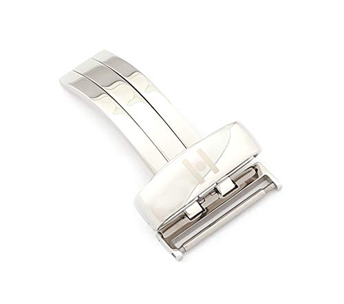 HIRSCH Unisex Faltschließe für Uhrenarmbänder L316 Edelstahl Modell Folding plus 20 mm Silberfarben, poliert von HIRSCH
