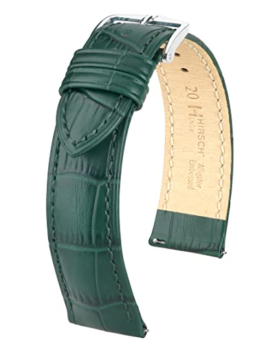 HIRSCH Unisex Uhrenarmband Alligator Style Modell Duke 18 mm Grün von HIRSCH