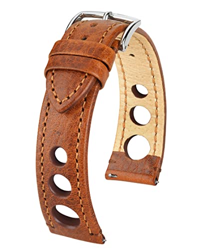 HIRSCH Unisex Uhrenarmband Büffelkalb Modell Rally 18 mm Goldbraun von HIRSCH