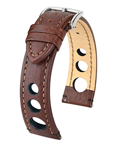 HIRSCH Unisex Uhrenarmband Büffelkalb Modell Rally 20 mm Braun von Hirsch