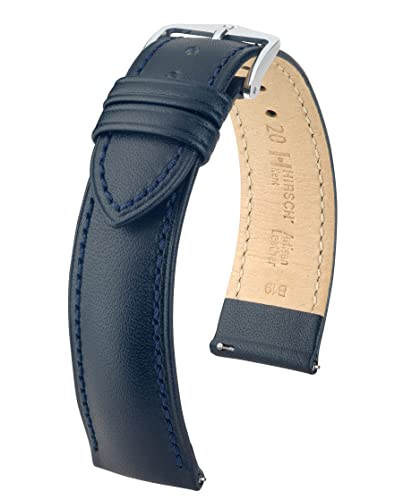 HIRSCH Unisex Uhrenarmband Kalbsleder Modell Kent 18 mm Blau von HIRSCH