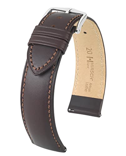 HIRSCH Unisex Uhrenarmband Kalbsleder Modell Kent 20 mm Braun von HIRSCH