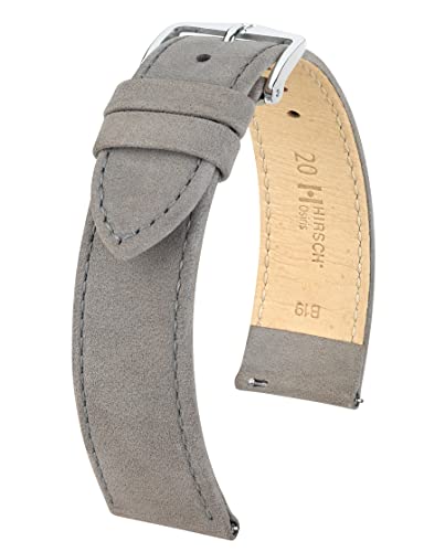 HIRSCH Unisex Uhrenarmband Nubukleder Modell Osiris 18 mm Grau von HIRSCH