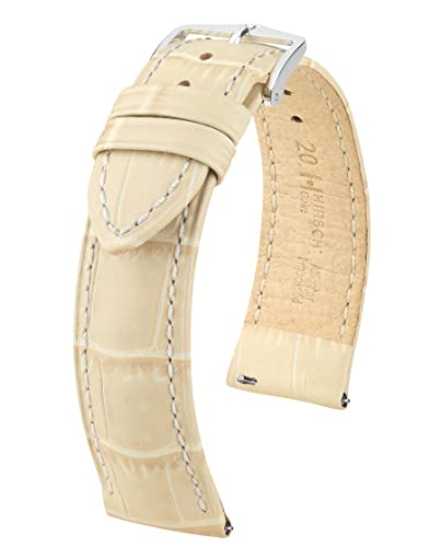 HIRSCH XS Damen Uhrenarmband Alligator Style Modell Duke 14 mm Beige von HIRSCH