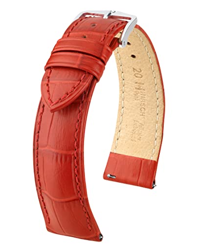 HIRSCH XS Damen Uhrenarmband Alligator Style Modell Duke 14 mm Rot von HIRSCH