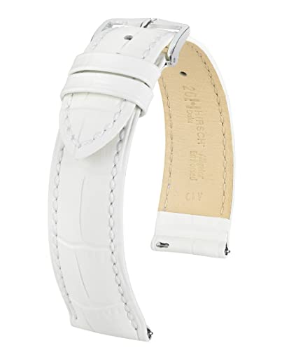 HIRSCH XS Damen Uhrenarmband Alligator Style Modell Duke 14 mm Weiß von HIRSCH