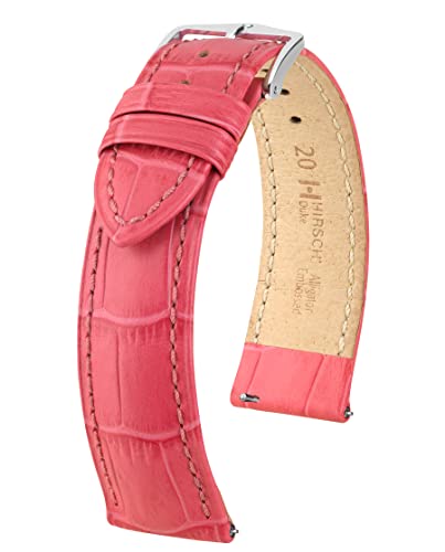 HIRSCH XS Damen Uhrenarmband Alligator Style Modell Duke 16 mm Pink von HIRSCH