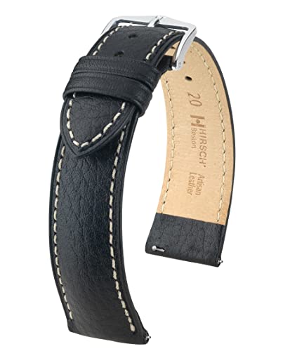 HIRSCH XS Damen Uhrenarmband Büffelkalb Modell Boston Farbe Schwarz, Größe Uhr 18 mm/Schließe 16 mm von HIRSCH