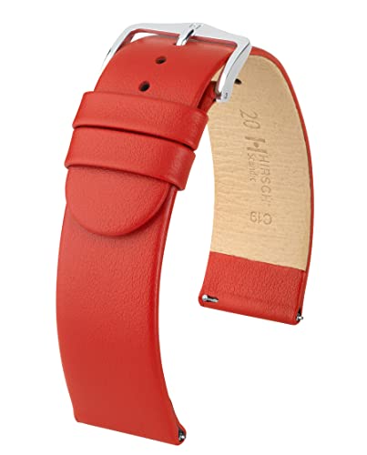 HIRSCH XS Damen Uhrenarmband Kalbsleder Modell Scandic Größe Uhr 22 mm/Schließe 22 mm, Farbe Rot von HIRSCH