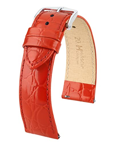 HIRSCH XS Damen Uhrenarmband Krokodil Style Modell Crocograin 16 mm Rot von HIRSCH