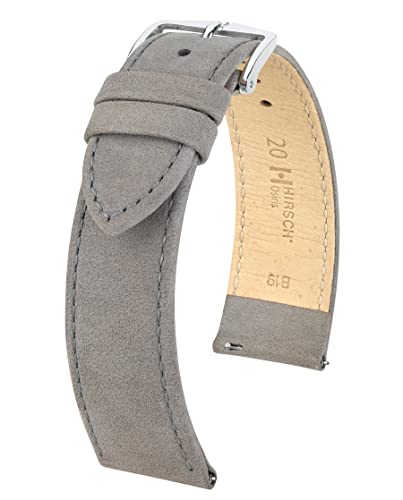 HIRSCH XS Damen Uhrenarmband Nubukleder Modell Osiris 16 mm Grau von HIRSCH