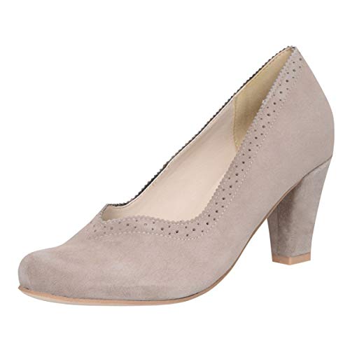 Hirschkogel Damen Dirndl-Schuhe Pumps Schliersee in Beige Trachten-Schuhe, Schuhgröße:37 EU, Farbe:Beige von Hirschkogel