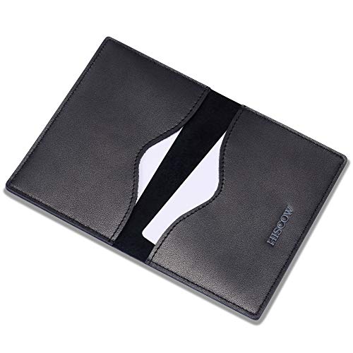 HISCOW Herren Minimalist Thin Bifold kartenhalter - italienisch Kalbsleder One Size Schwarz, Dunkelblau Logo von HISCOW