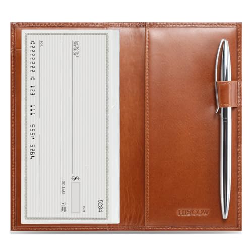 HISCOW Scheckbuchhülle aus geschmeidigem Leder mit Trennwand, italienisches Kalbsleder, Braunes, pflanzlich gegerbtes Leder, Einheitsgröße, Pflanzlich gegerbtes Leder von HISCOW
