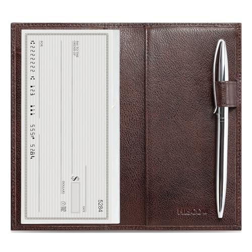 HISCOW Scheckbuchhülle aus geschmeidigem Leder mit Trennwand, italienisches Kalbsleder, Kaffee pflanzlich gegerbtes Leder, Einheitsgröße, Pflanzlich gegerbtes Leder von HISCOW