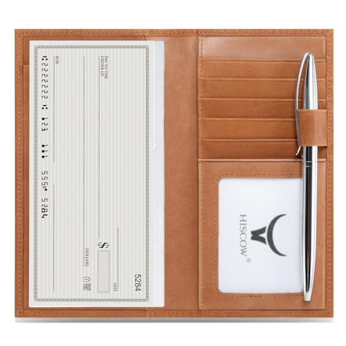 HISCOW Scheckbuchhülle aus weichem Leder und Kartenhalter mit Trennwand, italienisches Kalbsleder (Vintagebraun) von HISCOW