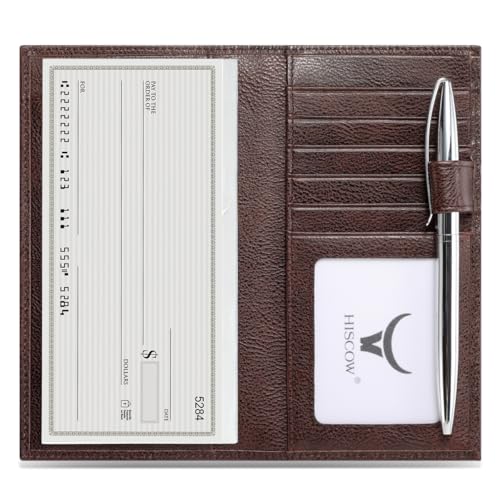 HISCOW Scheckbuchhülle aus weichem Leder und Kartenhalter mit Trennwand, italienisches Kalbsleder (kaffeebraunes pflanzlich gegerbtes Leder) von HISCOW