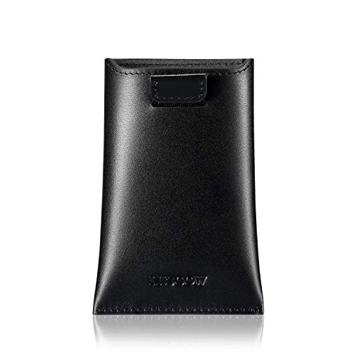 HISCOW Visitenkartenetui mit Klappe für Kartenausgabe, italienisches Kalbsleder (schwarz) von HISCOW