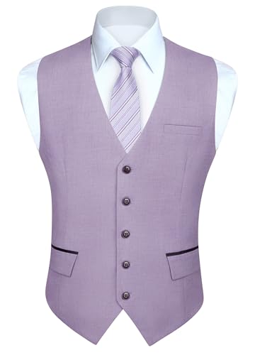 HISDERN Anzugweste Gräulich Violett Herren Elegant Hochzeit Weste Anzug Klassische Einfarbig Businessweste Formelle Smoking Anzugwesten mit Taschen 4XL HISDERN Anzugweste Gräulich Violett Herren Elegant Hochzeit Weste Anzug Klassische Einfarbig Businessweste Formelle Smoking Anzugwesten mit Taschen 4XL von HISDERN