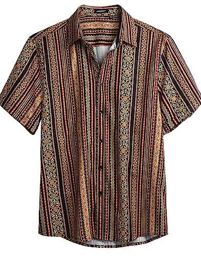 HISDERN Hawaiihemd Für Herren Funky Lässige Aloha Hemden Sommer Strand Kurzarmhemd Freizeithemd Braun S von HISDERN