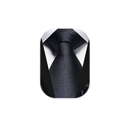 HISDERN Einfarbig Schwarz Krawatte Herren Taschentuch Elegant Hochzeit Krawatten Plaid Klassisch Business Party Krawatte & Einstecktuch Set von HISDERN